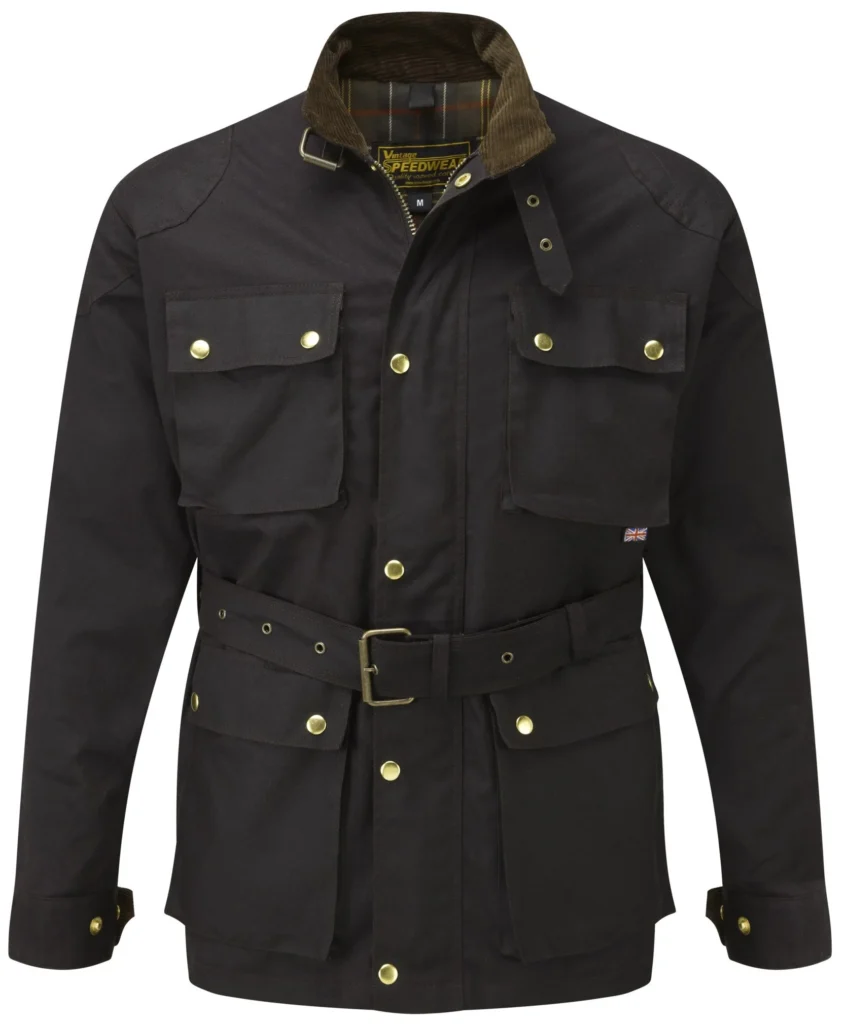 BROWN GRESFORD WAX COTTON MOTORCYCLE JACKET